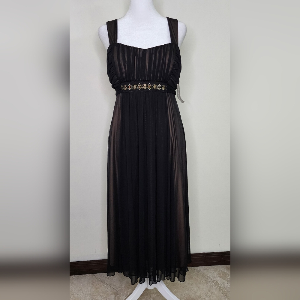 Vtg Connected Black Y2K Evening Whimsigoth Babydoll Dress Sz12 Dark Fairycore